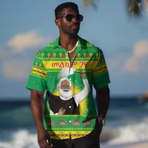 Afro Ethiopia Christmas Hawaiian Shirt Melkam Gena Yegena Abat LT05