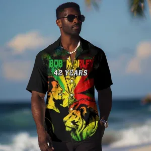 Afro Jamaica Legend Bob Hawaiian Shirt Lion With Cannabis Leaf Pattern LT14
