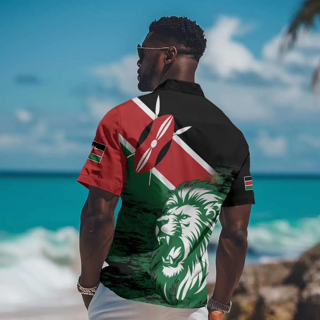 Afro Kenya Lion Head Hawaiian Shirt Flag Style LT18