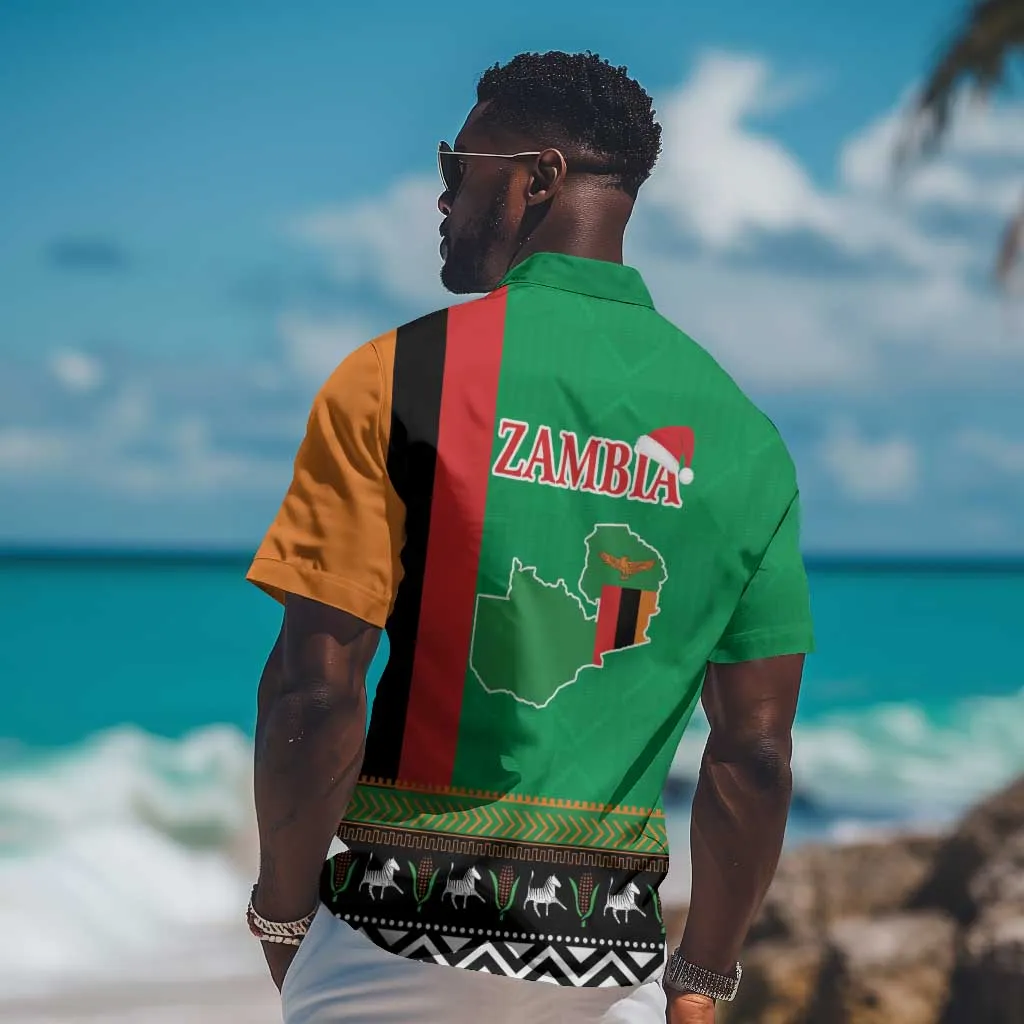 Afro Zambia Christmas Hawaiian Shirt Coat Of Arms With Kente Pattern LT18