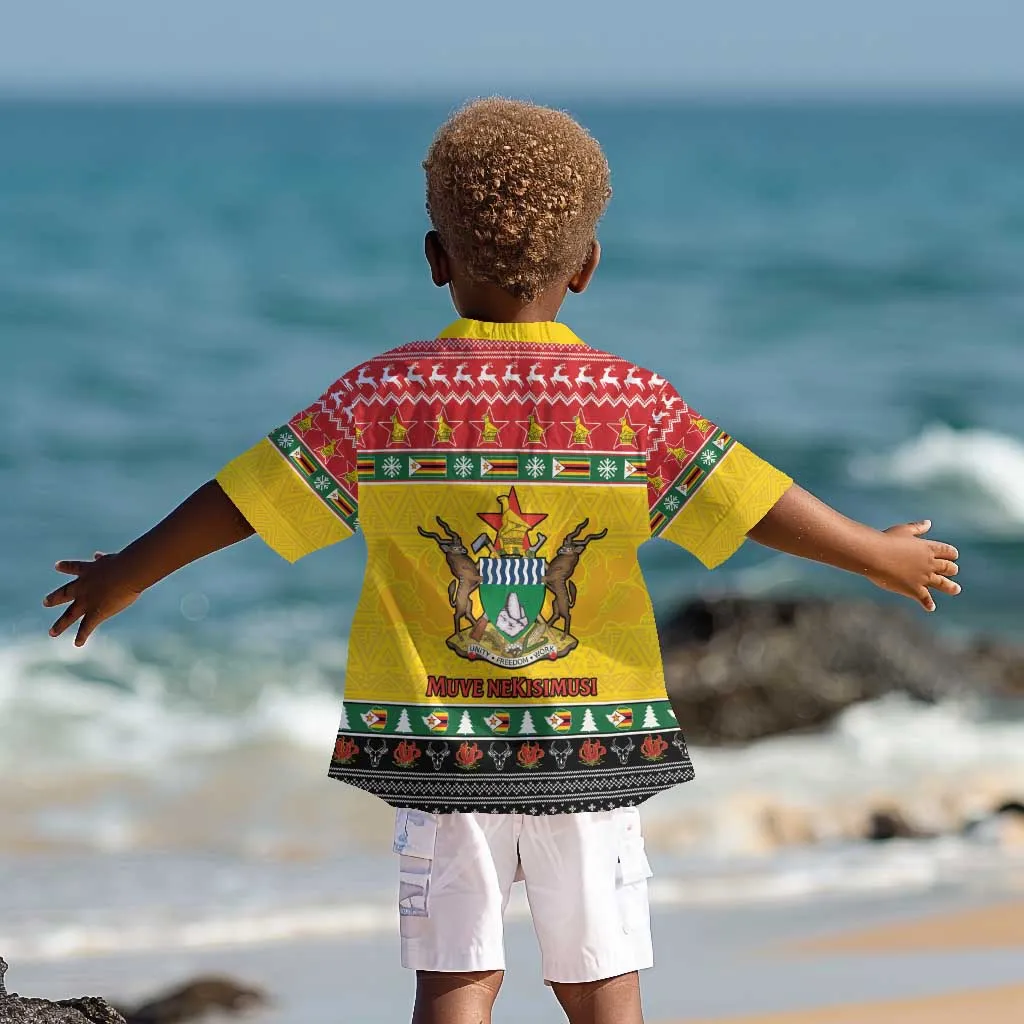 Afro Zimbabwe Christmas Kid Hawaiian Shirt Coat Of Arms - African Pattern LT15