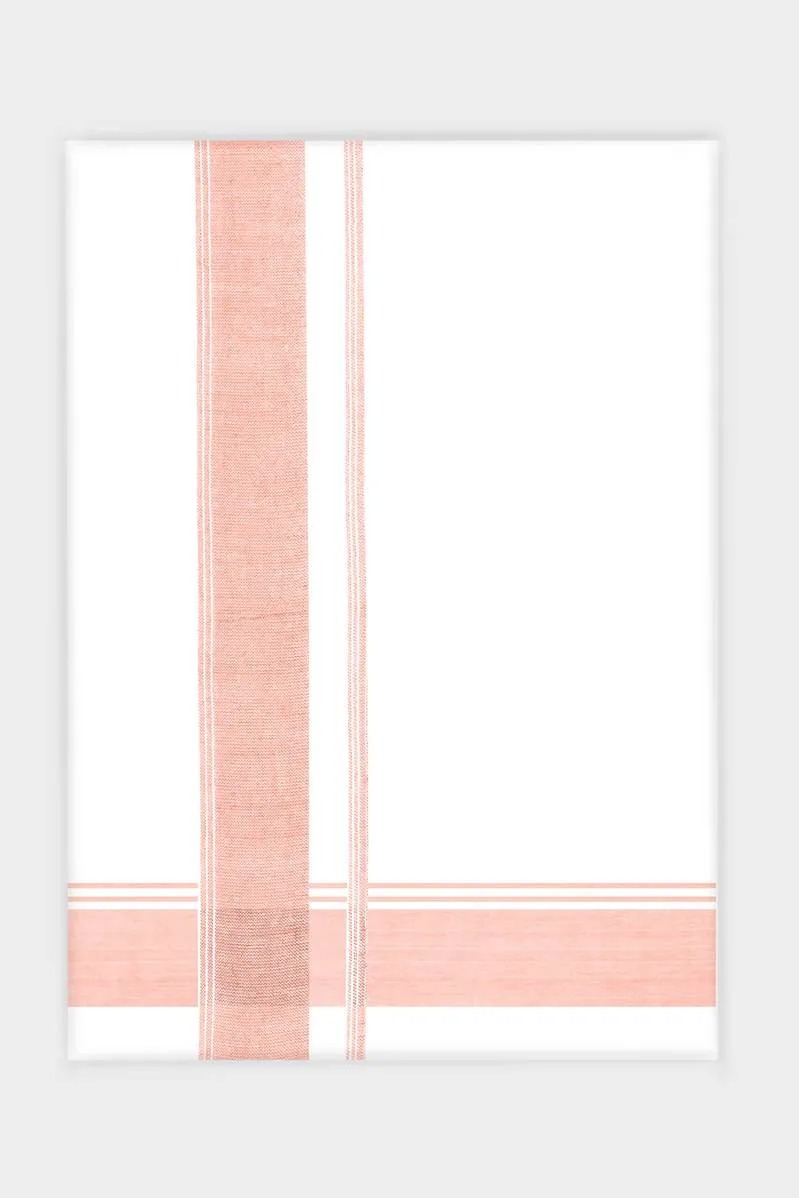 Alvin Avatar  - Peach Orange Smooth Cotton Double Layered Dhoti With Fancy Borders | Uathayam