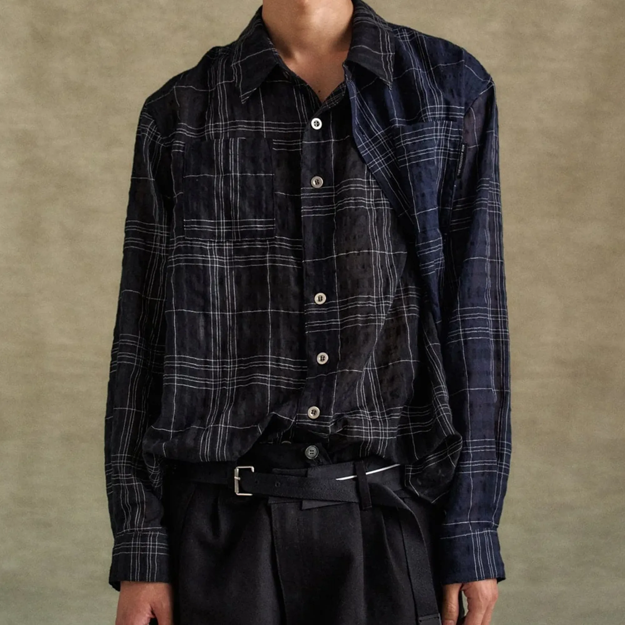 Andersson Bell Check Layered Shirts Black ATB1275M