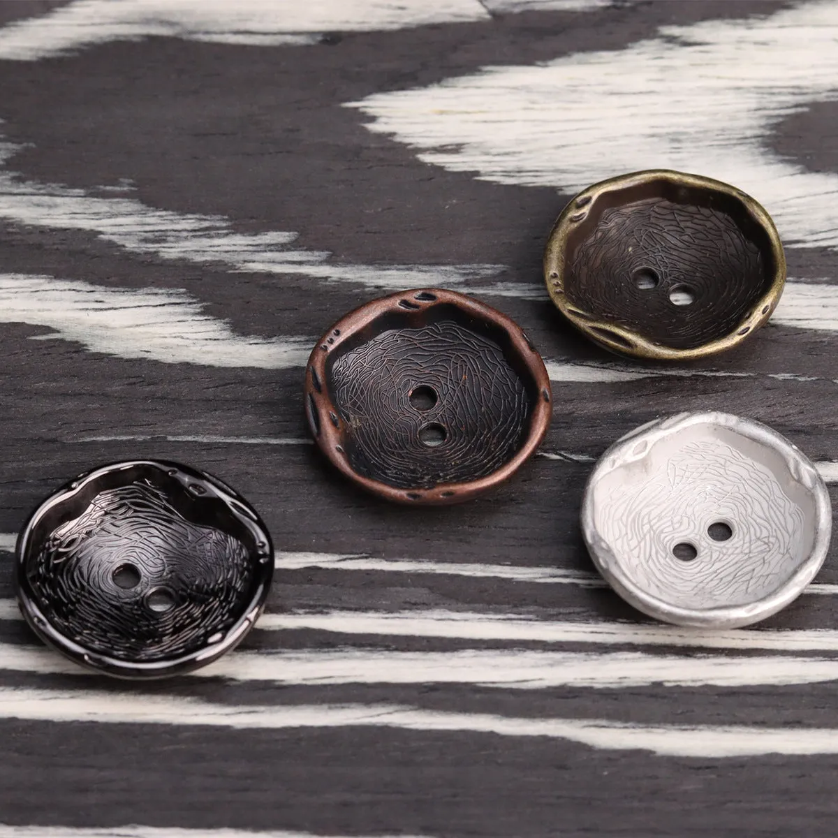 Antique Silver Bronze 2 Hole Metal Buttons for Coats 24 Pack