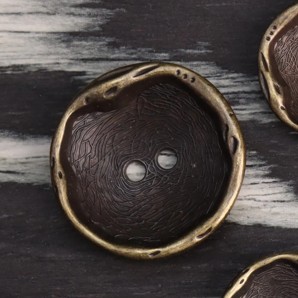 Antique Silver Bronze 2 Hole Metal Buttons for Coats 24 Pack