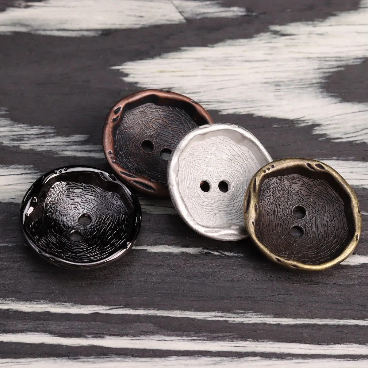 Antique Silver Bronze 2 Hole Metal Buttons for Coats 24 Pack