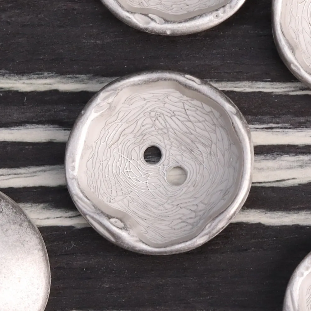 Antique Silver Bronze 2 Hole Metal Buttons for Coats 24 Pack