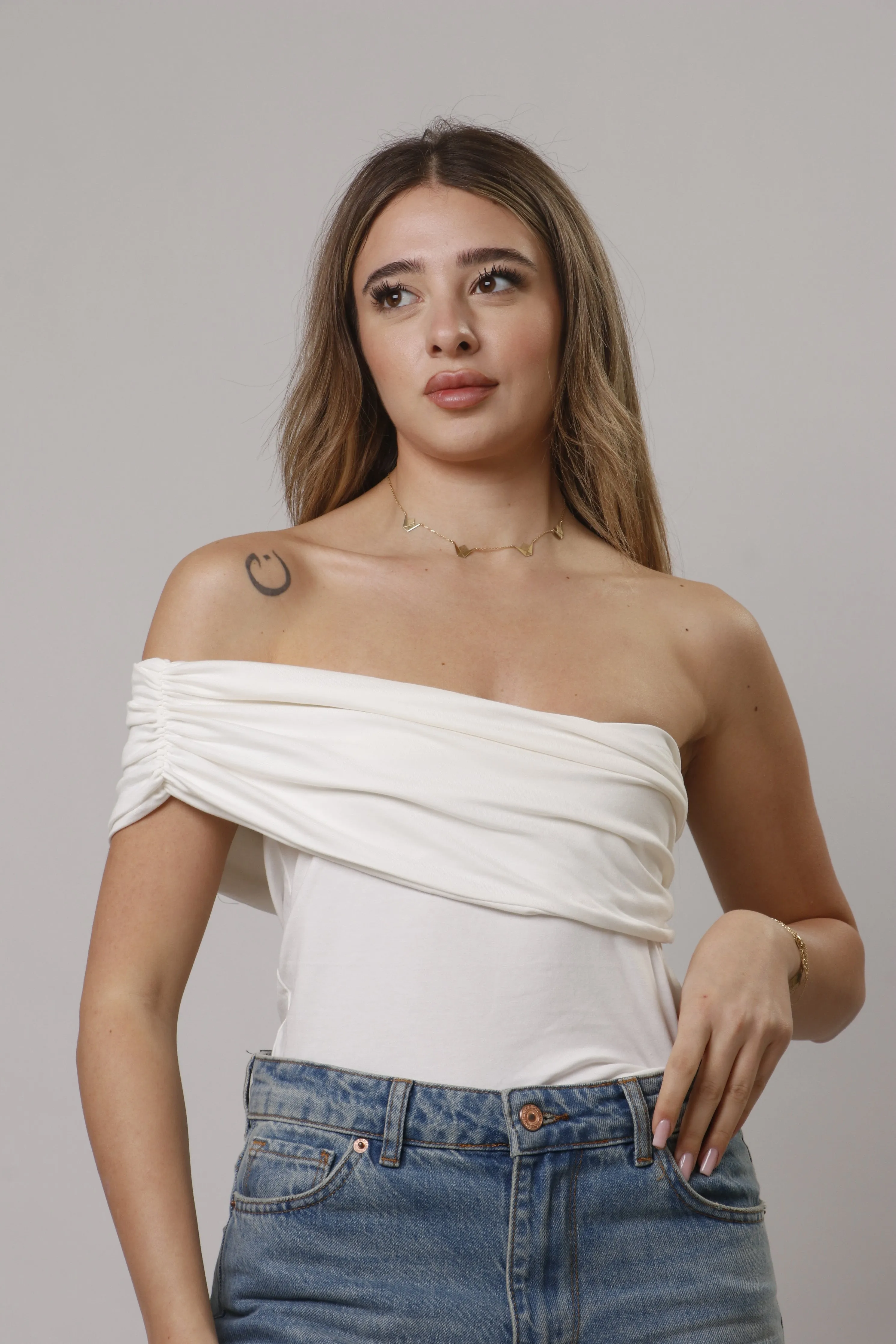 Asymmetric off shoulder top