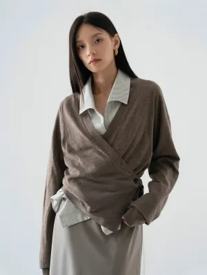 Asymmetric Wool Wrap Cardigan