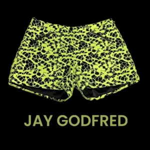 Authentic Jay Godfrey neon &amp; black lace with sequins shorts sz 4