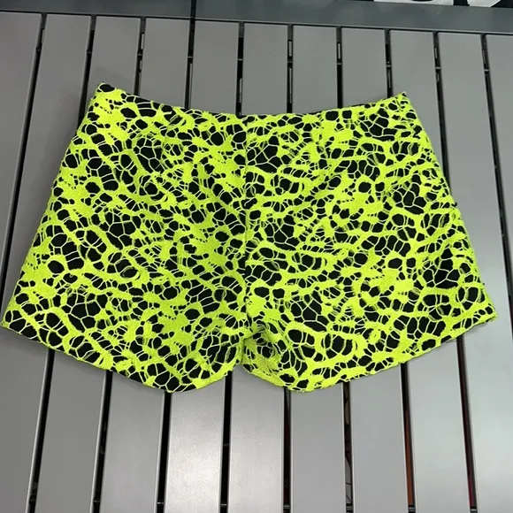 Authentic Jay Godfrey neon &amp; black lace with sequins shorts sz 4