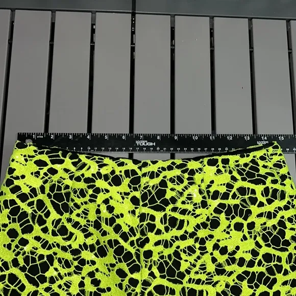 Authentic Jay Godfrey neon &amp; black lace with sequins shorts sz 4