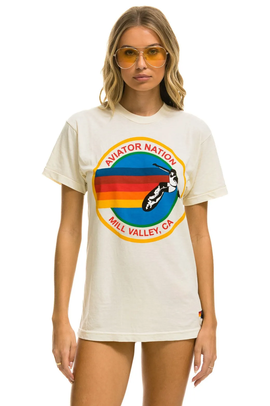 AVIATOR NATION MILL VALLEY TEE - VINTAGE WHITE