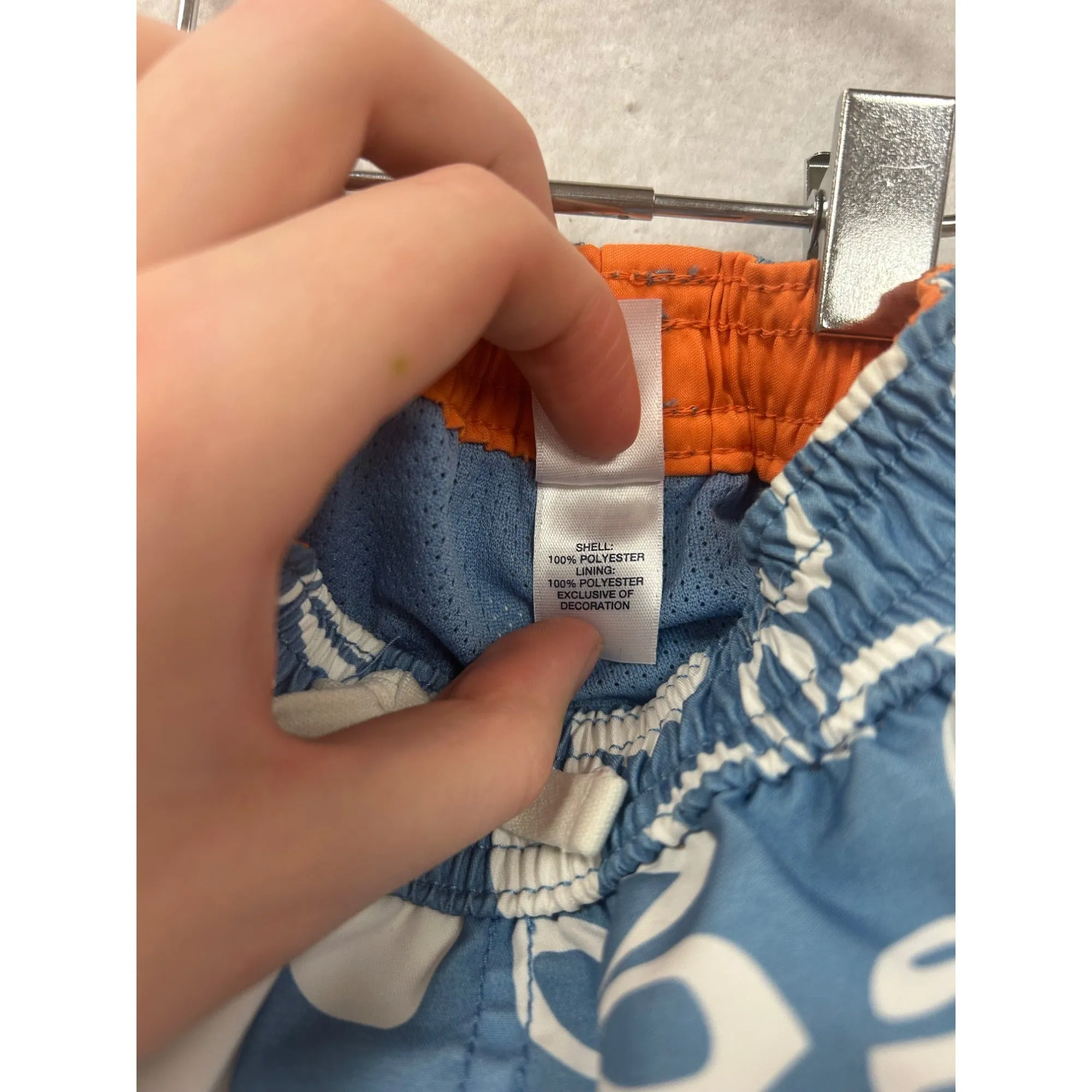Baby Boys Gap Hawaiian Print Swim Shorts Size 0-3 Months Elastic Waist & Pockets Polyester Blue & White #6595