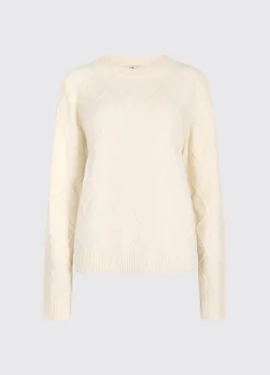 Banteer Ladies' cable knit crew neck - Oyster