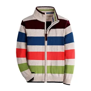 BASADINA Boy's Striped Sweater Cardigan, Yellow