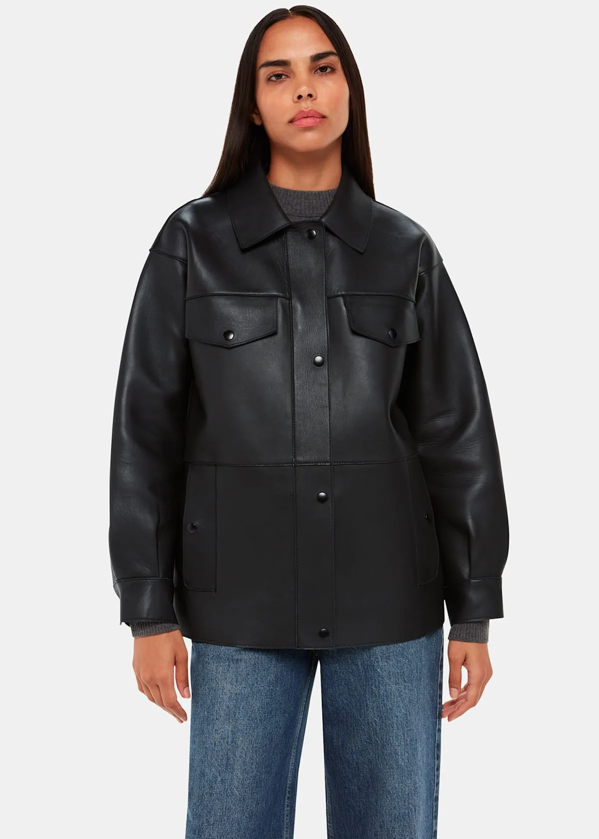 Black Clean Bonded Leather Jacket