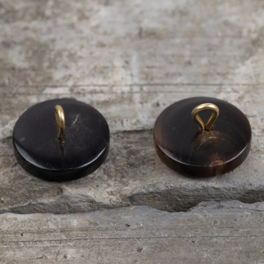 Black Deep Coffee Wide-Edged Shank Horn Buttons 20 Pack (5 Sizes)