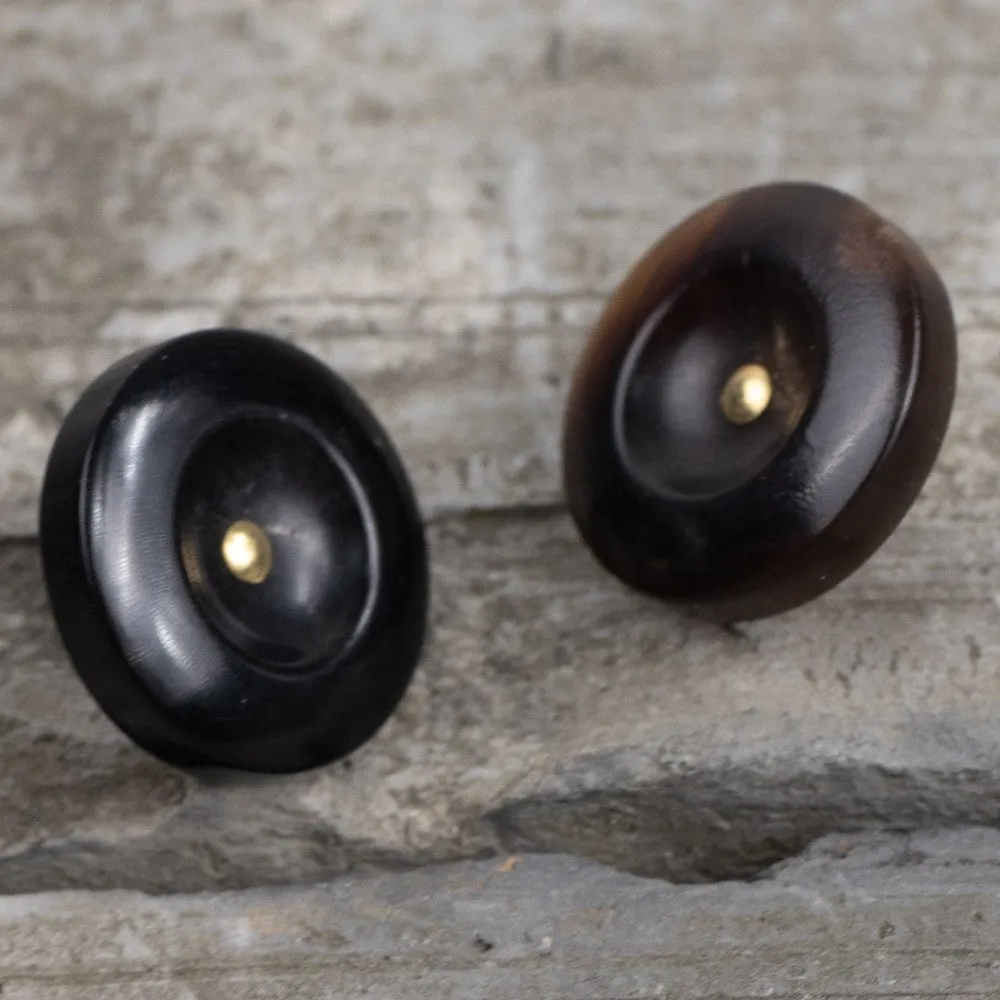 Black Deep Coffee Wide-Edged Shank Horn Buttons 20 Pack (5 Sizes)