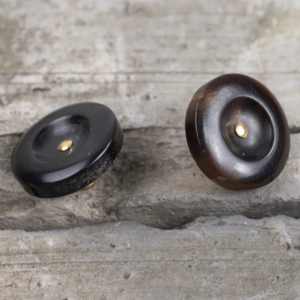 Black Deep Coffee Wide-Edged Shank Horn Buttons 20 Pack (5 Sizes)