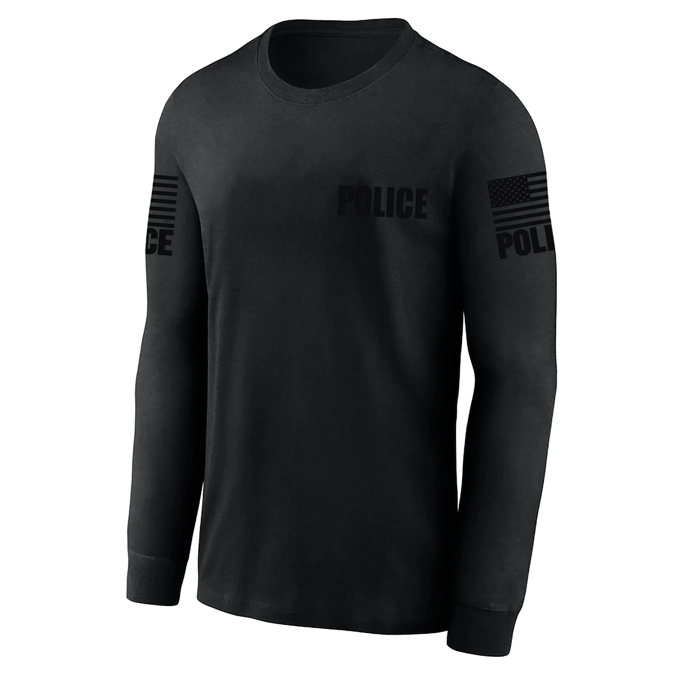 Black Police Men's Shirt - Long Sleeve (Black)
