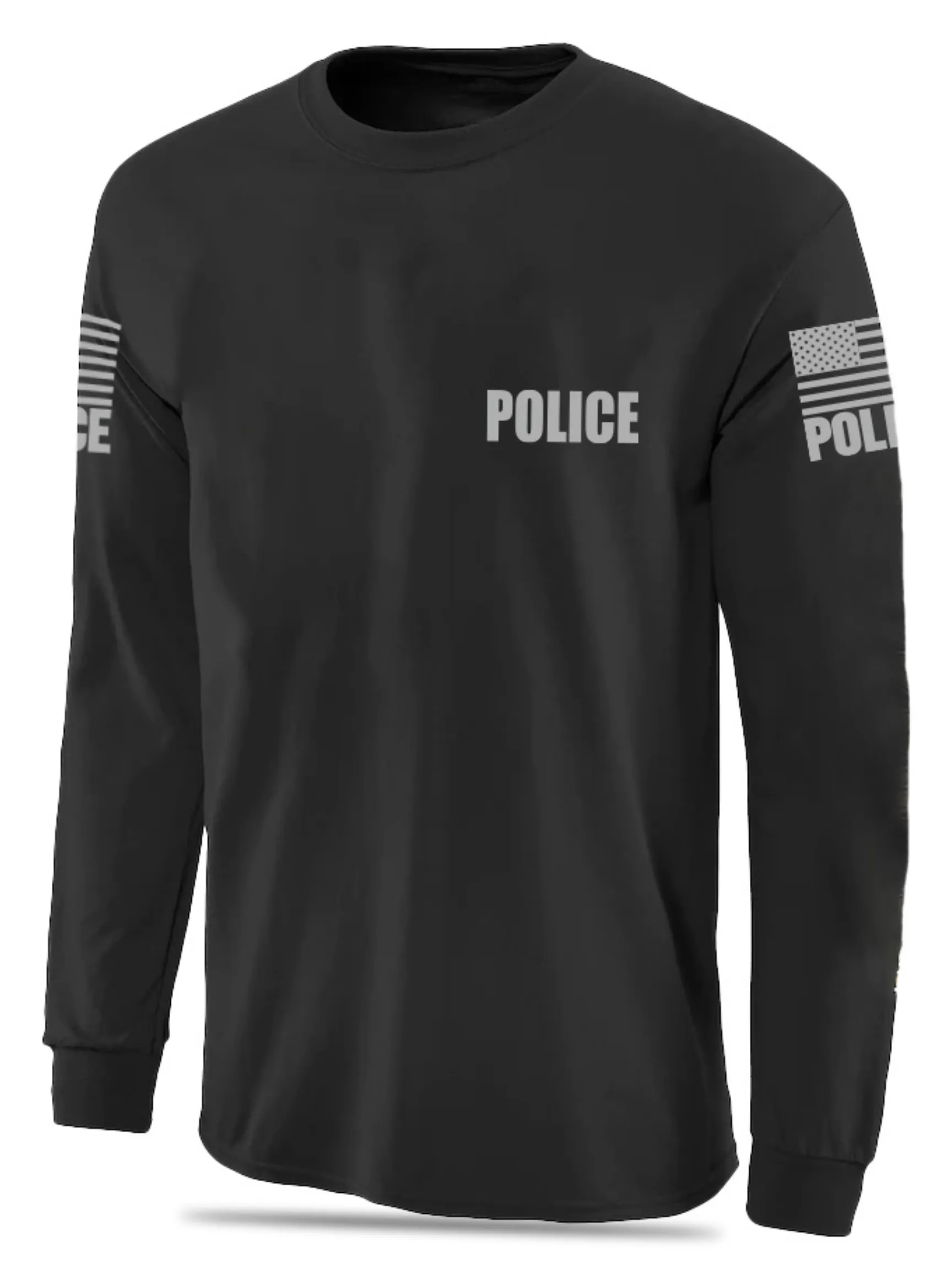 Black Police Men's Shirt - Long Sleeve (Gray)