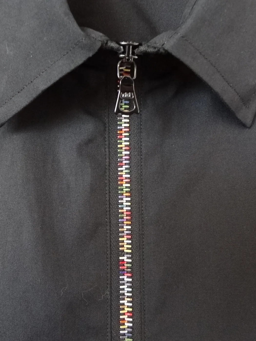 Black Zipper Shirt with Classic Collar