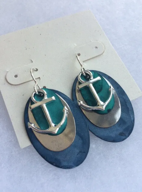 Blue Patina Layered Earrings