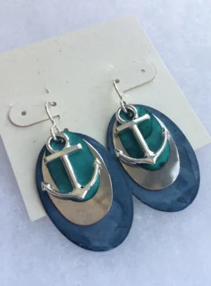 Blue Patina Layered Earrings