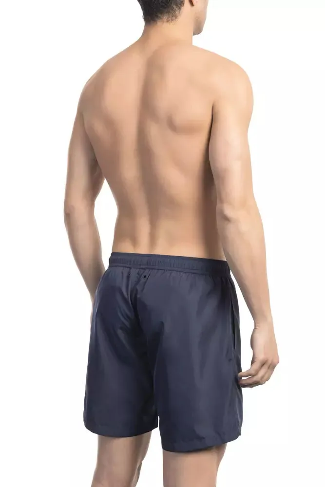 Blue Polyester Men's Swim Short