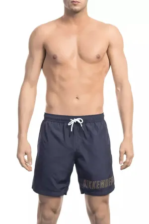 Blue Polyester Men's Swim Short