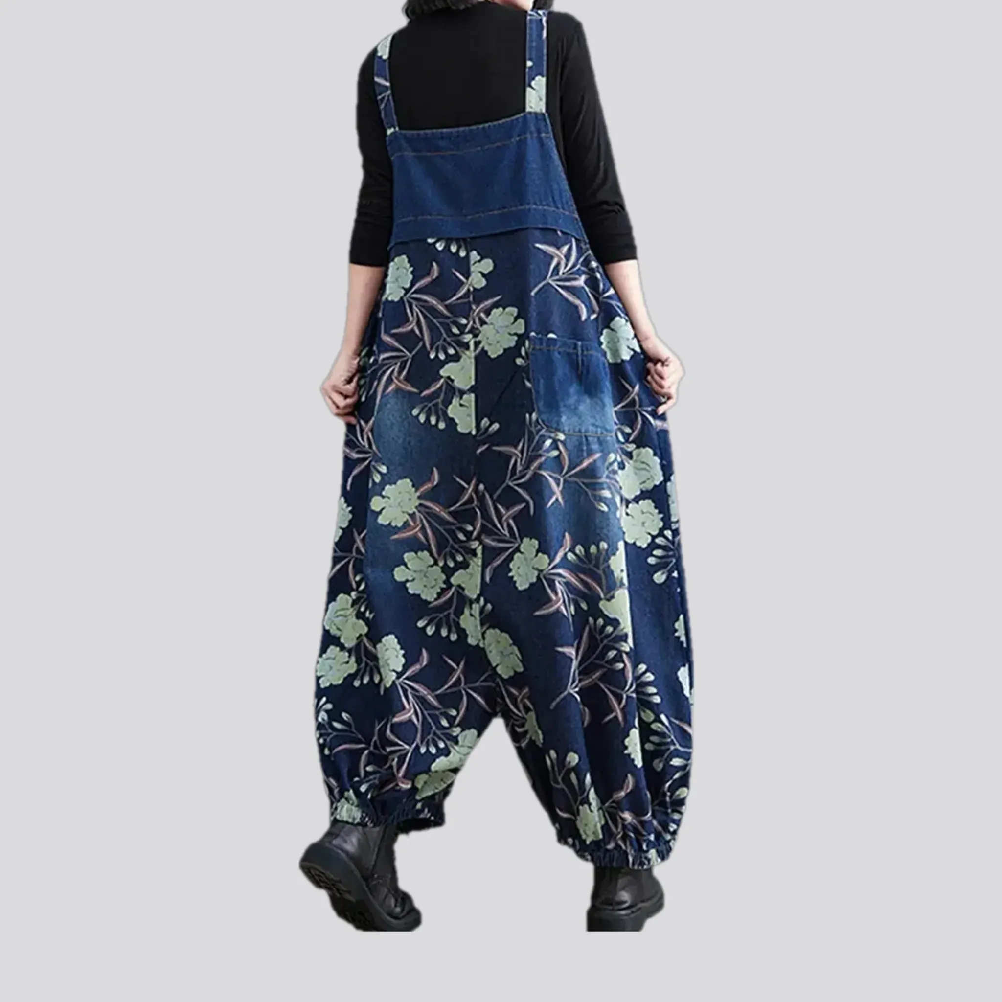 Boho chic women's jeans bib