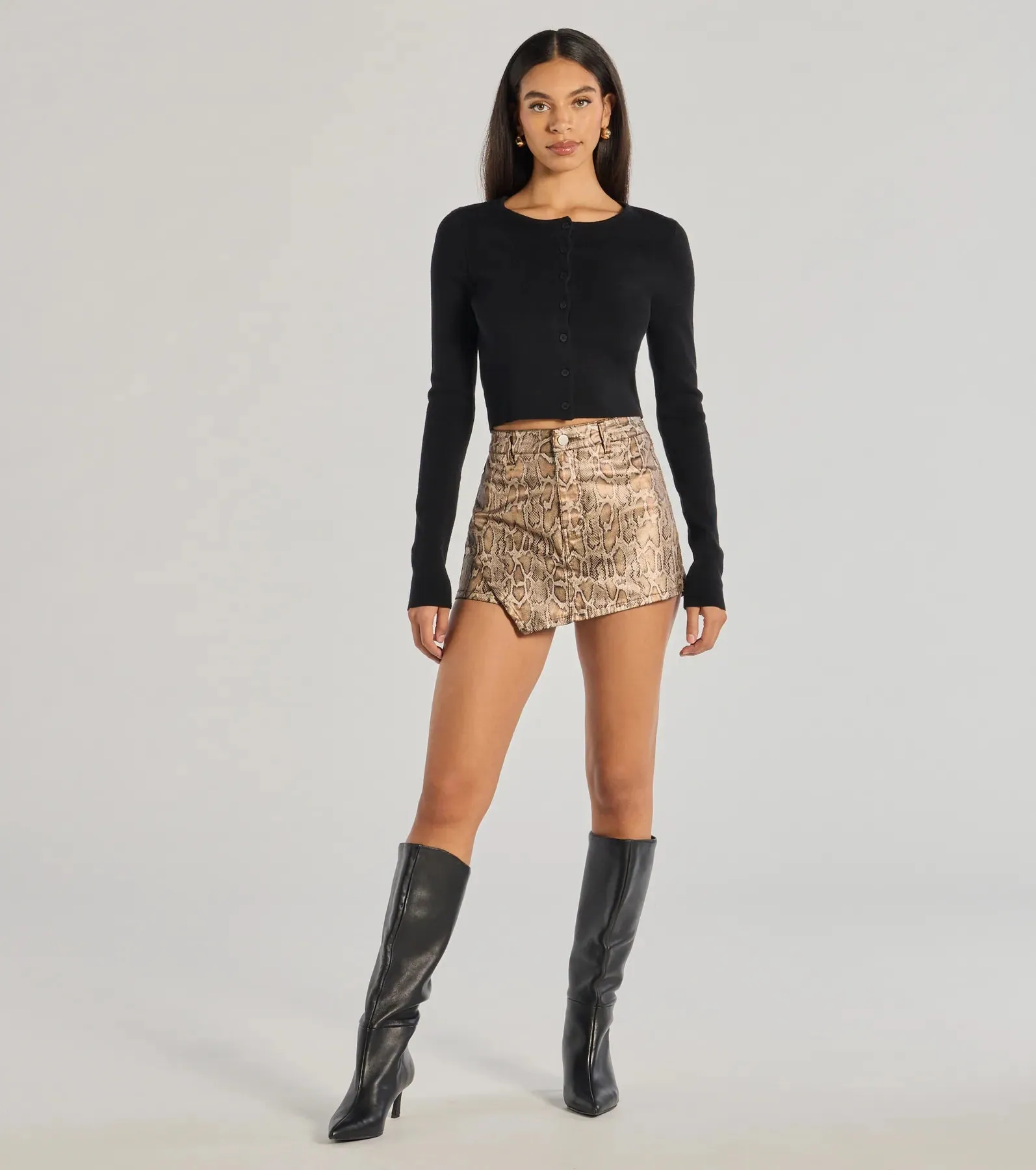Bold Impression Snake Print Wrap Skort