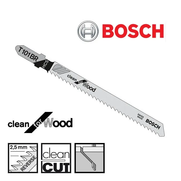 Bosch T101BR 4" Wood Jigsaw Blade (5) Pack
