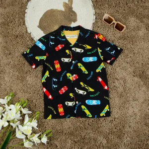 Boys Sports Printed Shirt Black