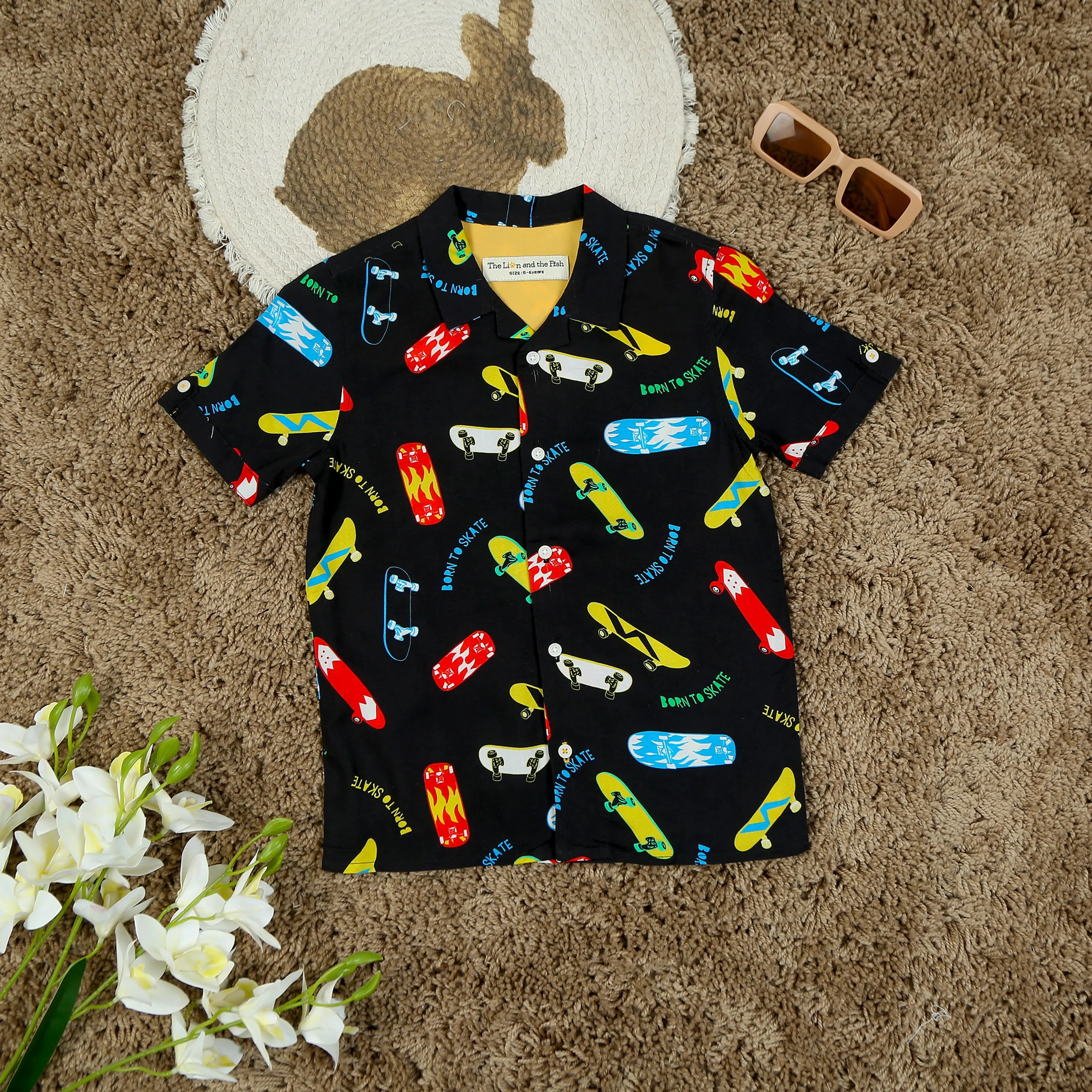Boys Sports Printed Shirt Black