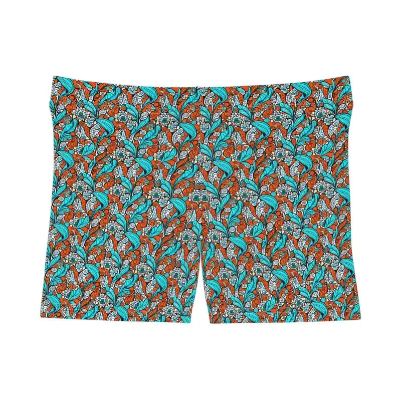 Breezy Paisley Brown Women's Shorts with Blue Pattern