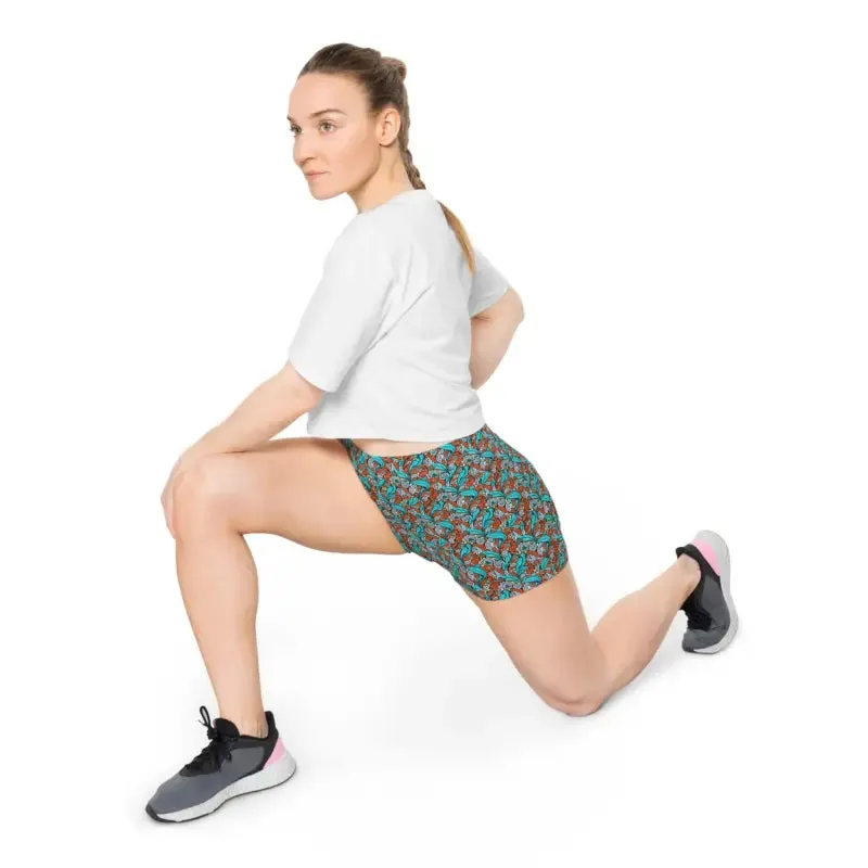 Breezy Paisley Brown Women's Shorts with Blue Pattern