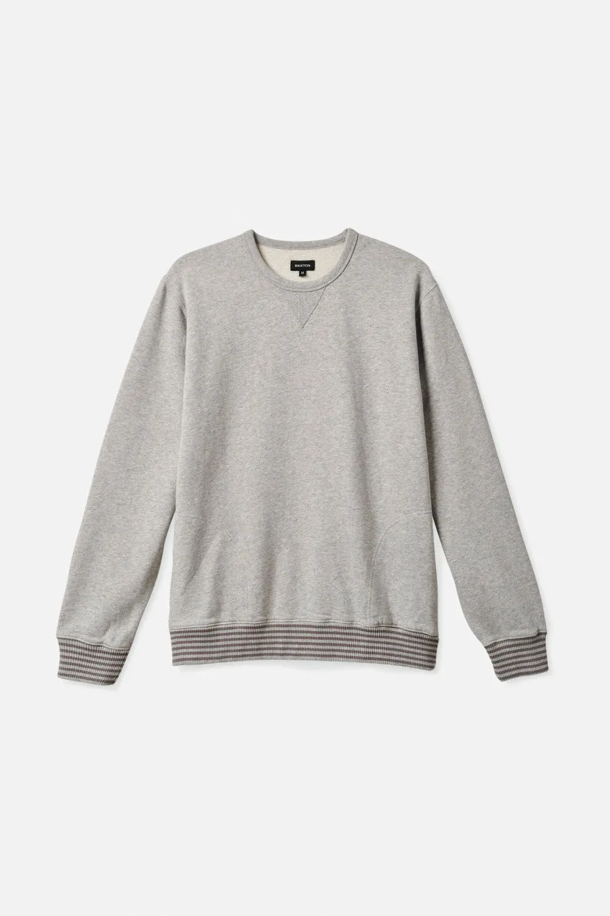 Brixton Collegiate Pocket Crew Heather Grey/Pebble Worn Wash