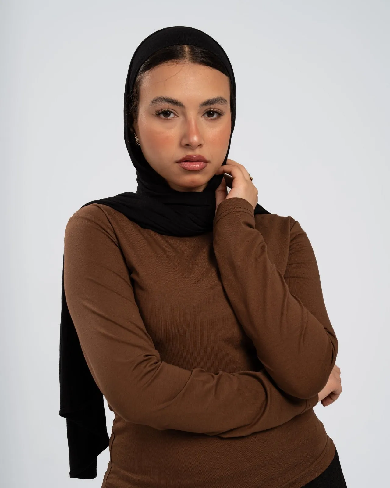 Brown Cotton Round Neck - Long Sleeve