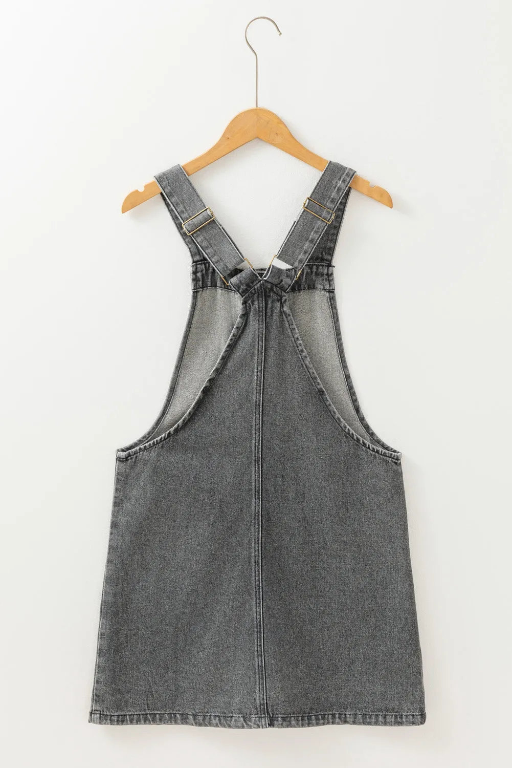 Button Front Overall Denim Mini Dress