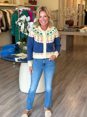 CA231002 multi/blue heart cardigan