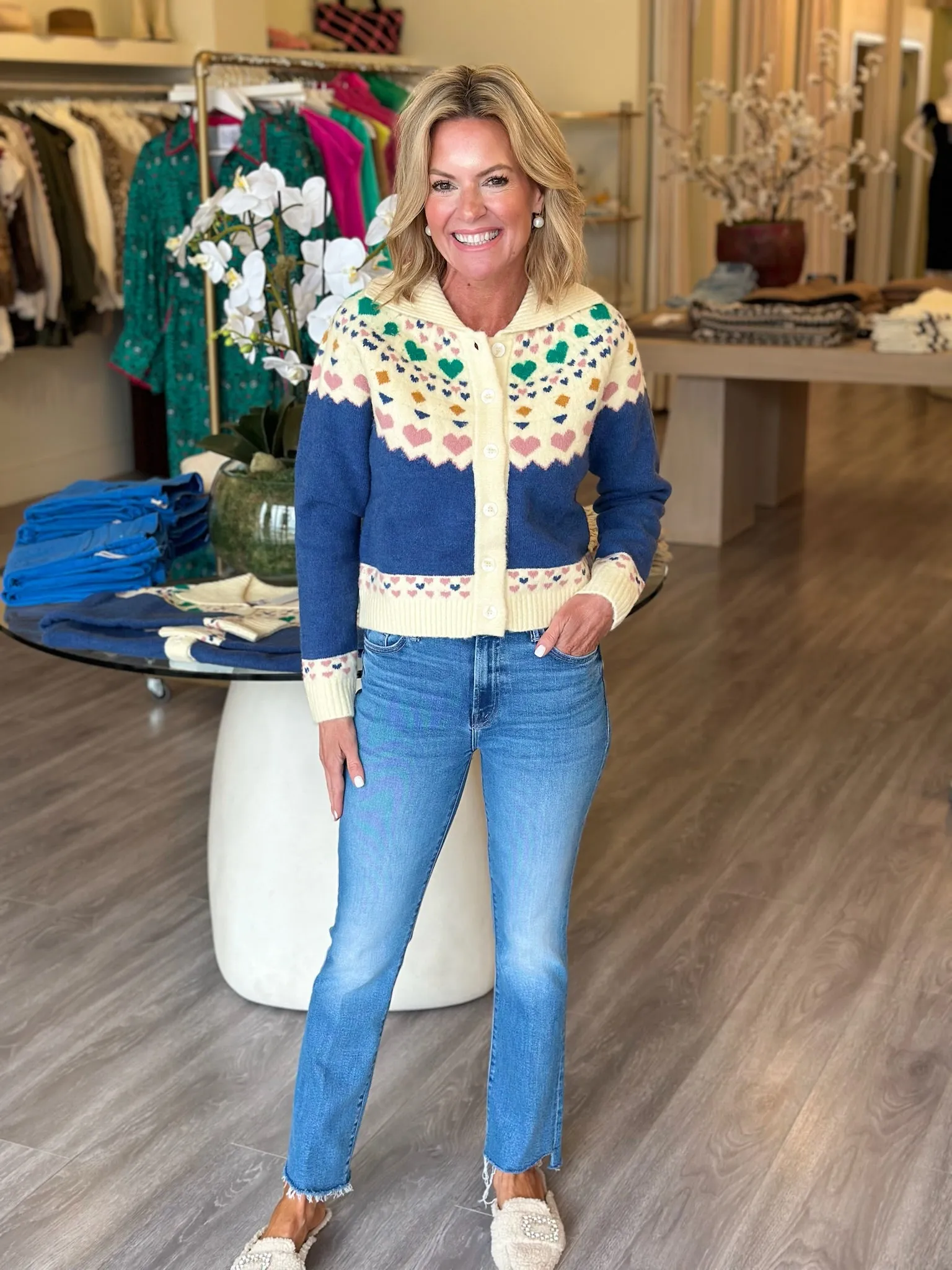 CA231002 multi/blue heart cardigan