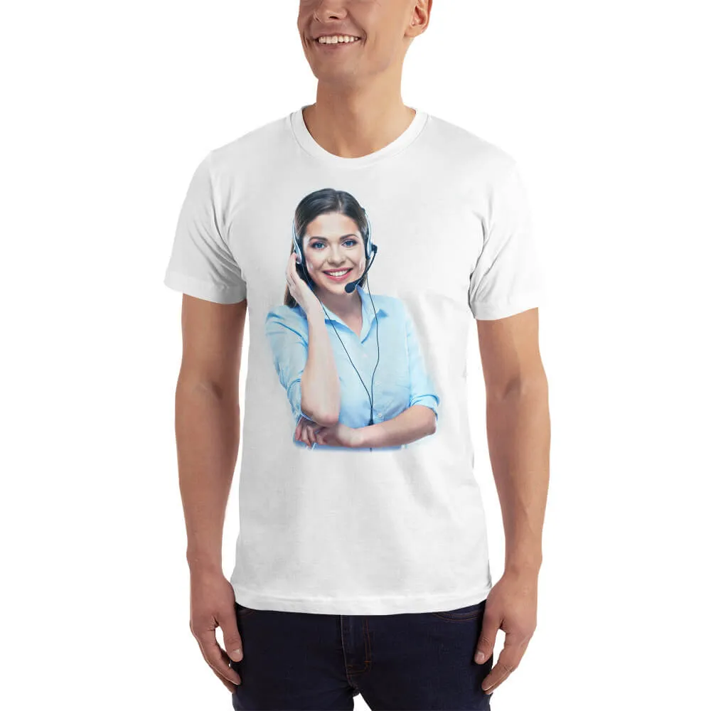 Call center woman wearing a headset