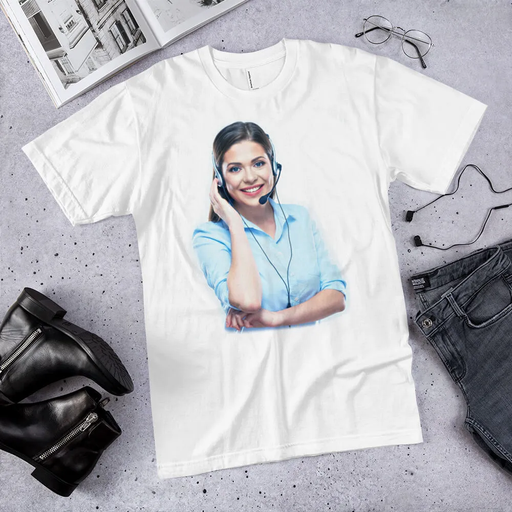 Call center woman wearing a headset