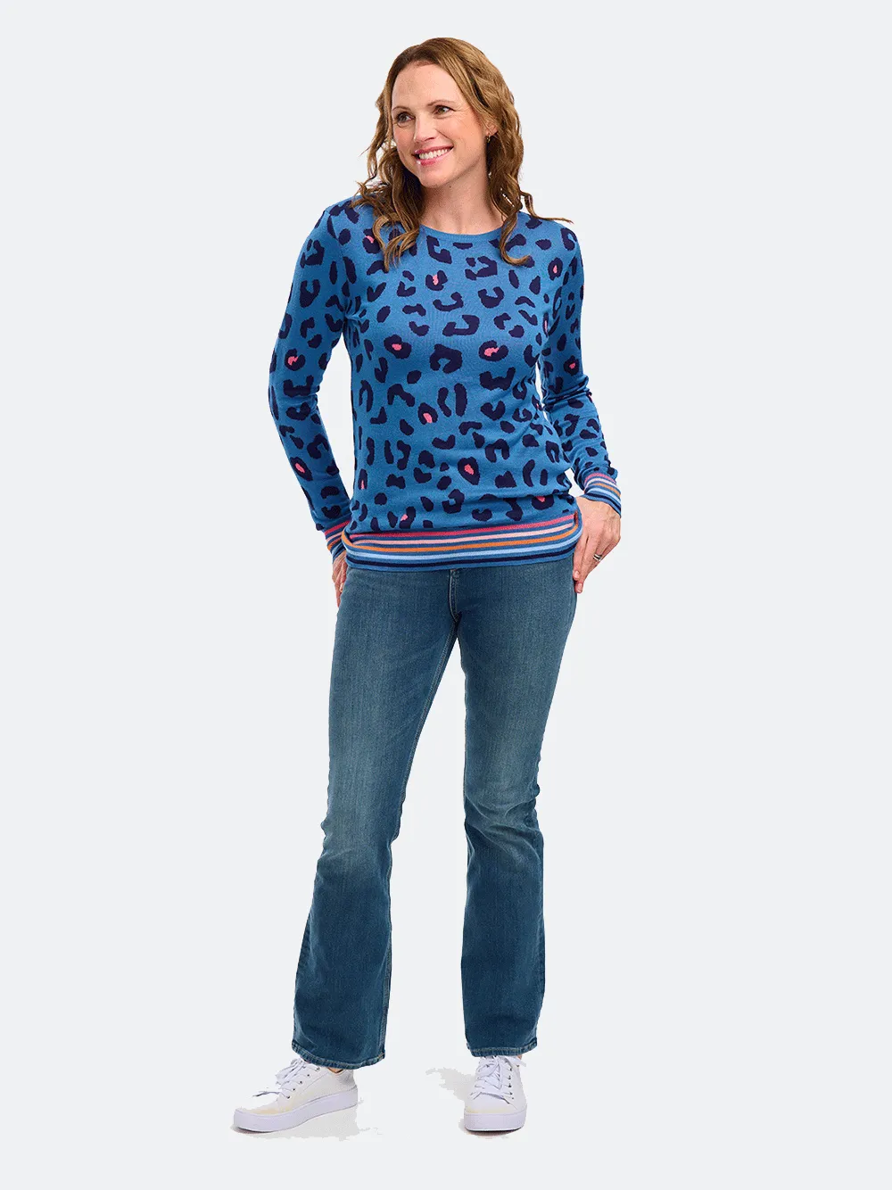 Callie Jumper - LEOPARD POP STRIPE