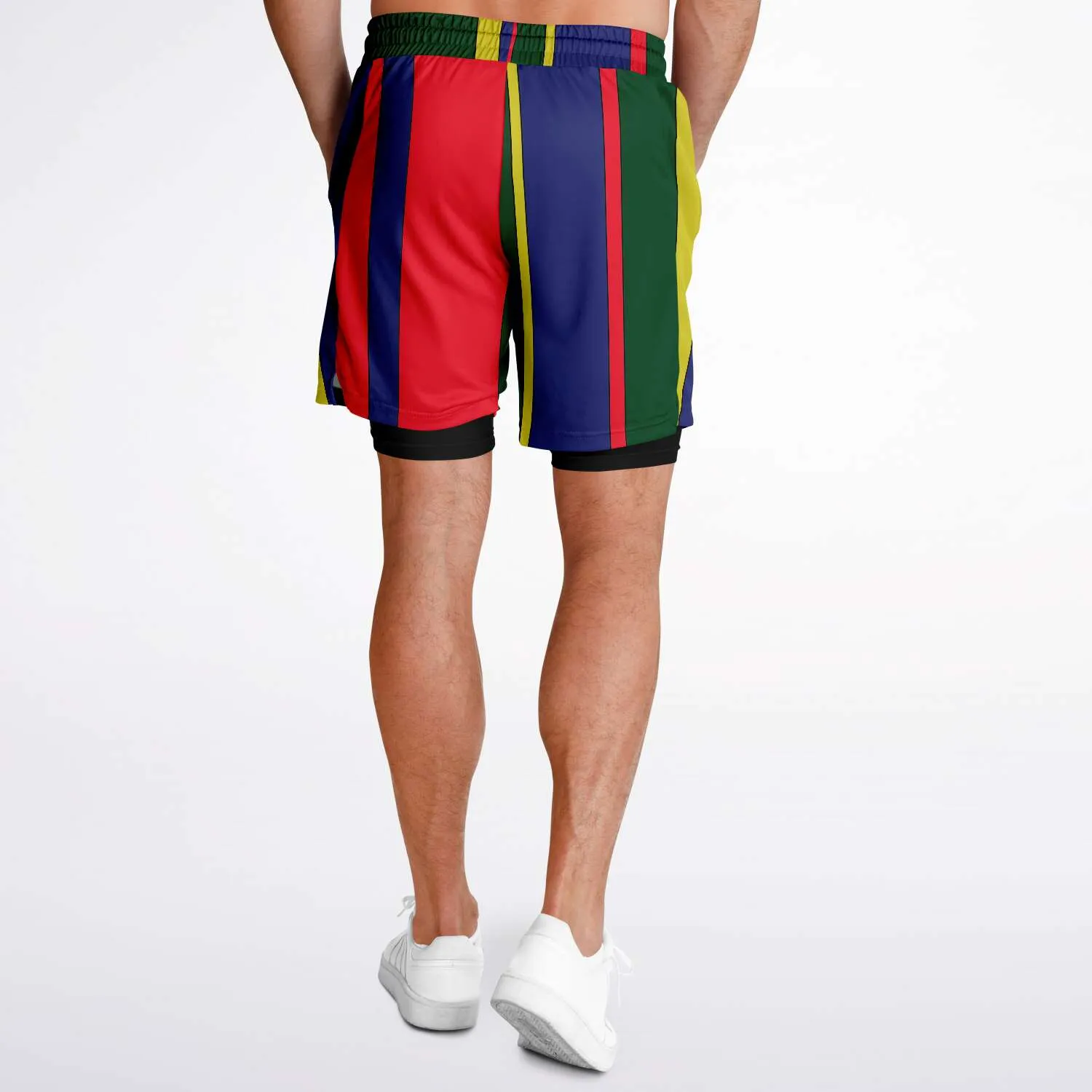 Carib Polo Striped Polo Athletic Shorts