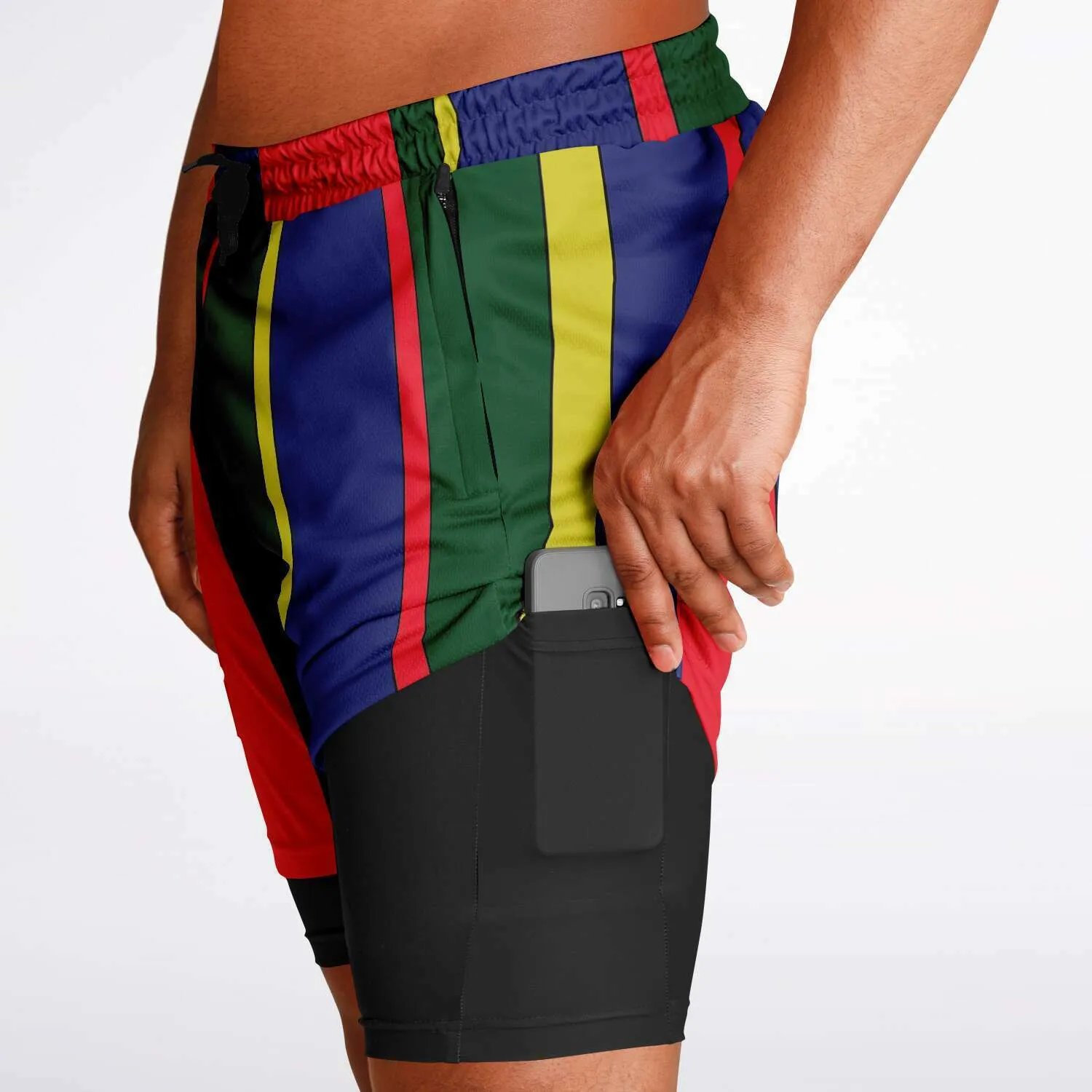 Carib Polo Striped Polo Athletic Shorts