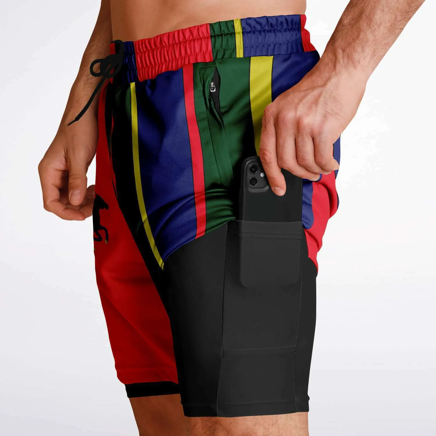 Carib Polo Striped Polo Athletic Shorts