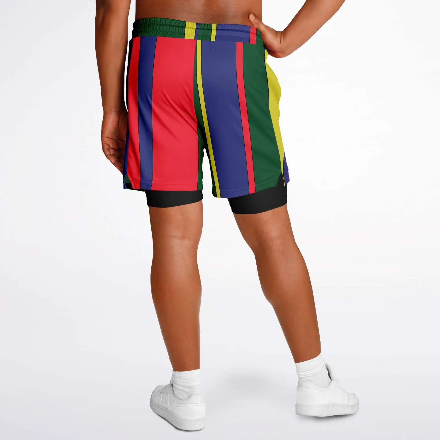 Carib Polo Striped Polo Athletic Shorts